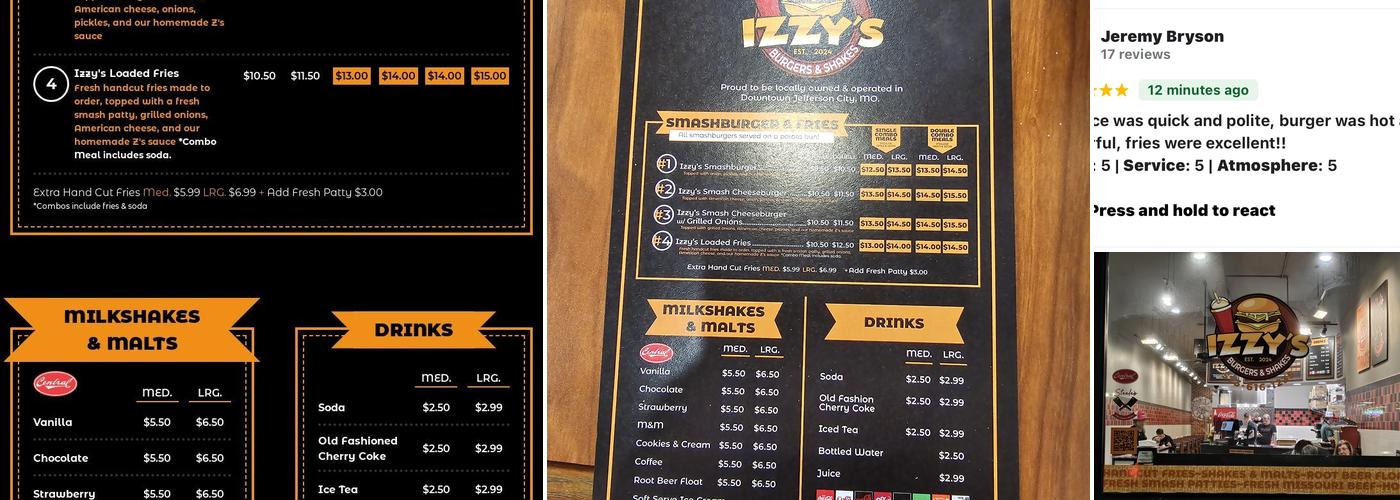 Izzy’s Menu