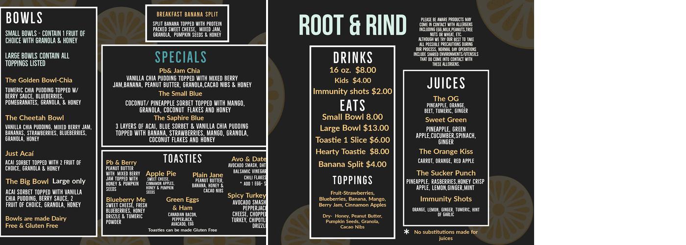 Root & Rind Menu