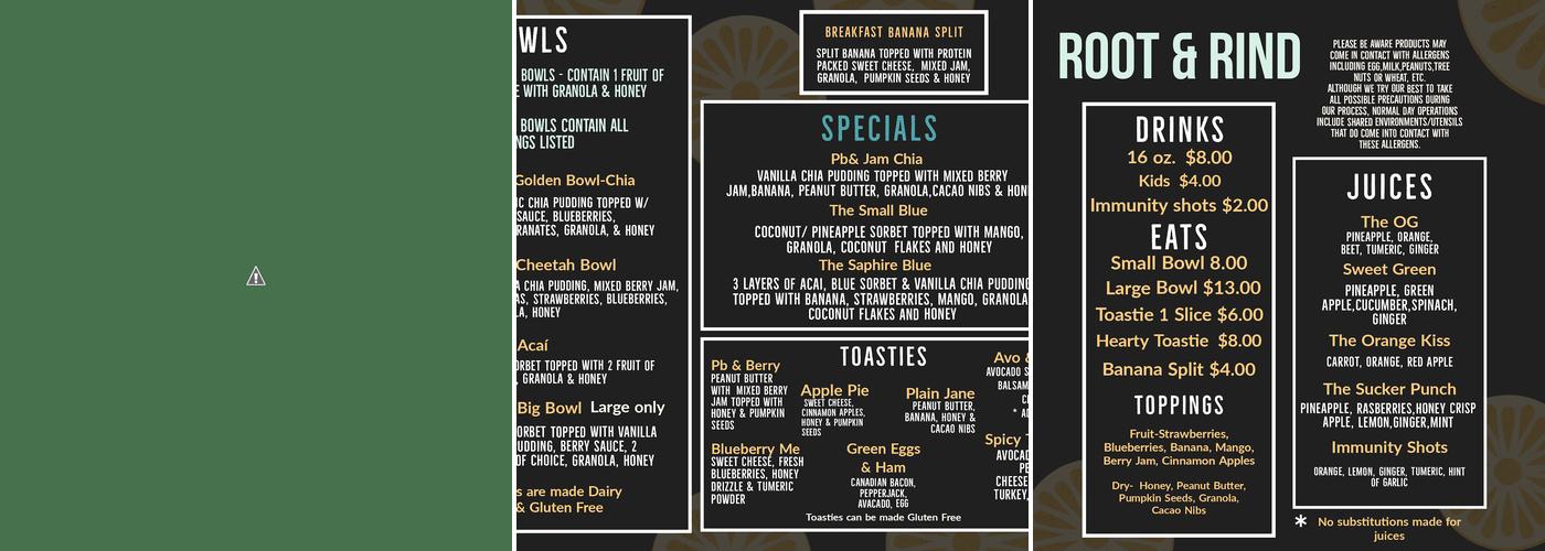 Root & Rind Menu