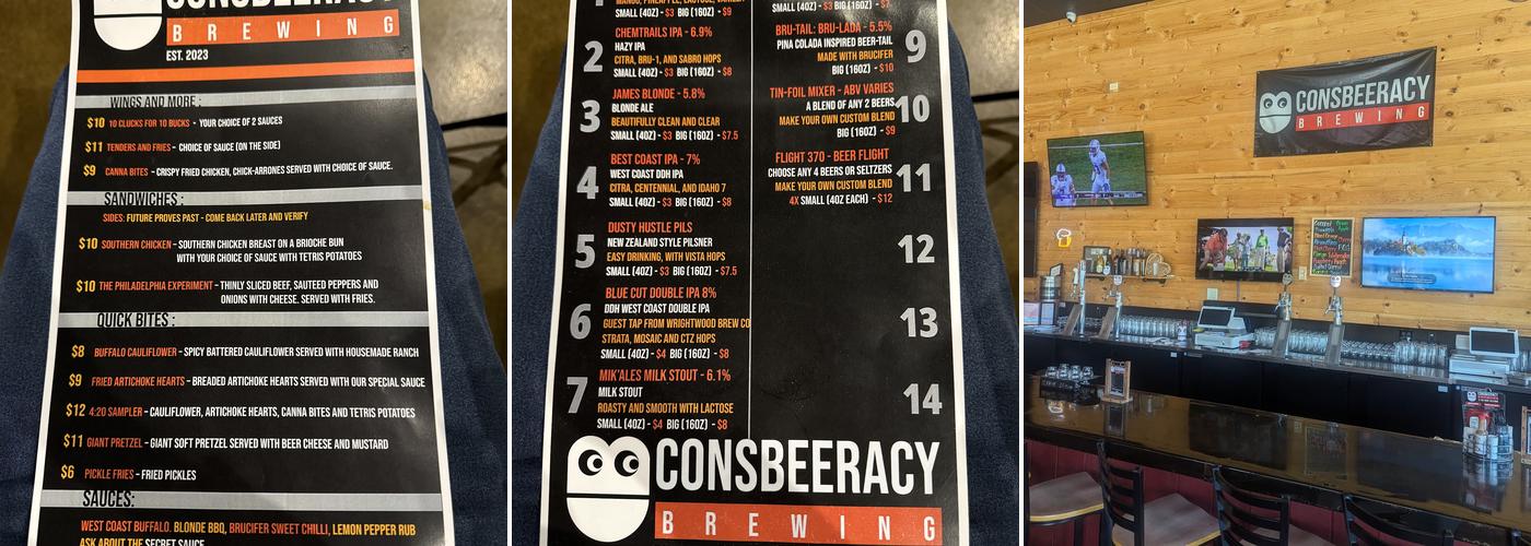 Consbeeracy Brewing Menu
