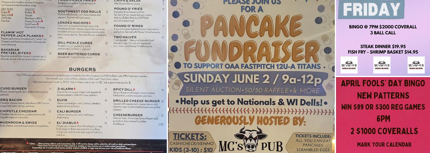 MC's Pub Menu