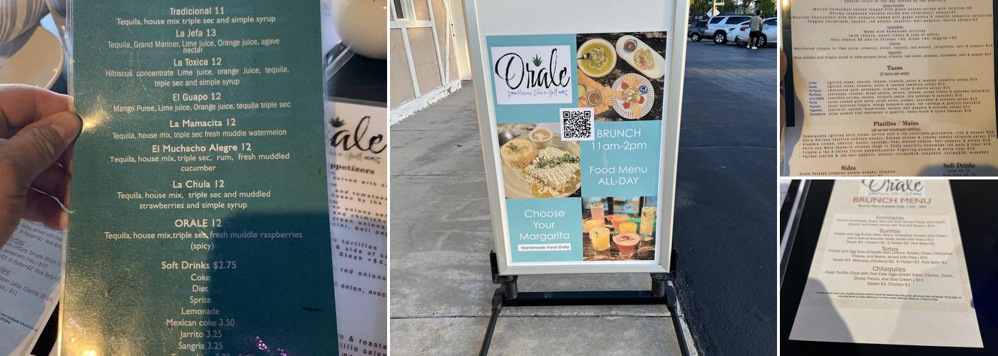 Orale Mexican Bar & Grill Menu
