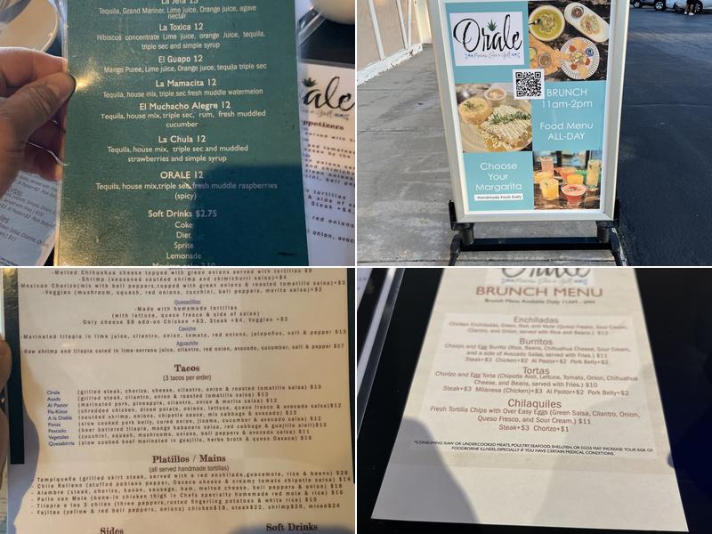 Orale Mexican Bar & Grill Menu