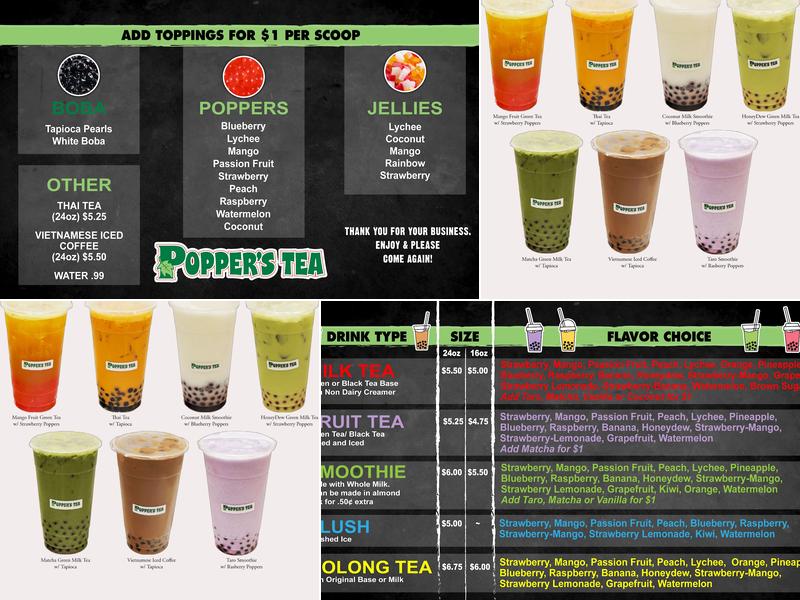 Poppers Tea Menu