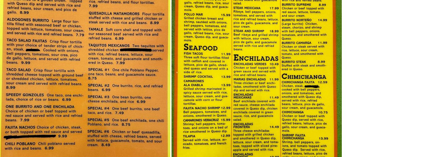 Los Algodones Grill Menu