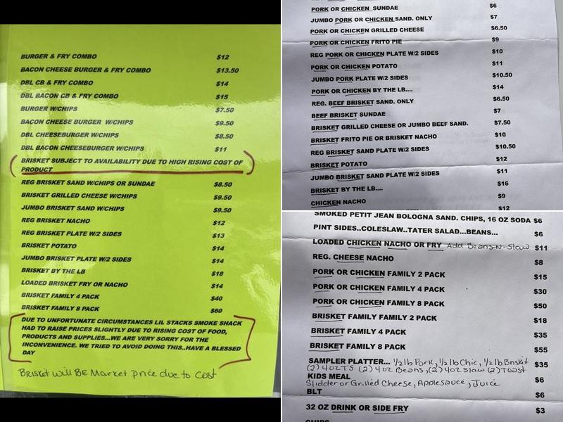 Lil’ Stack’s Smoke Shack Menu