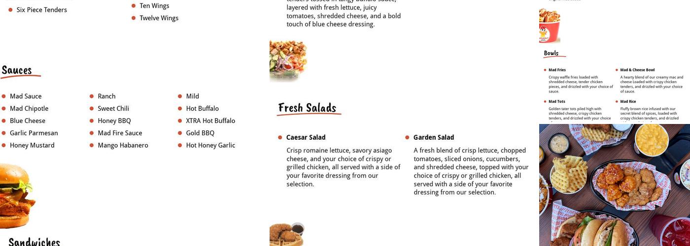 Mad Chicken Menu