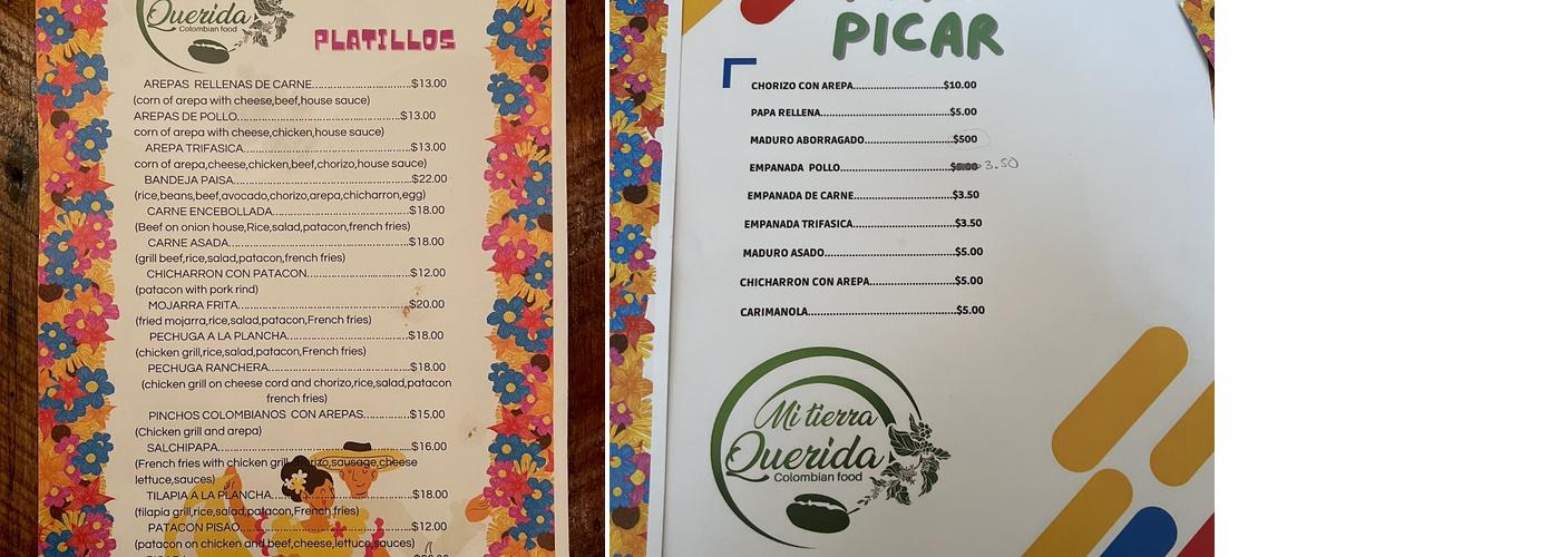 Mi tierra querida Menu