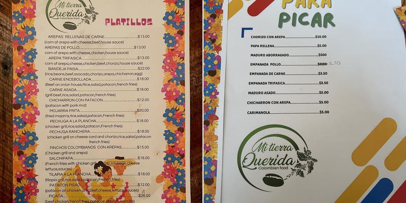 Mi tierra querida Menu