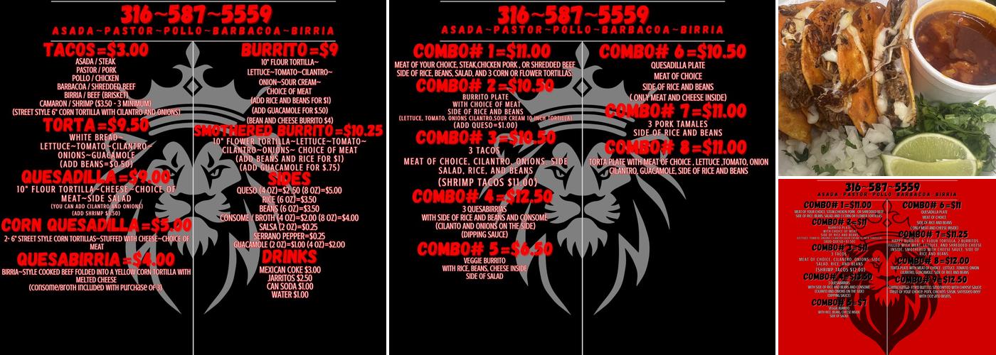 Tacos el poderoso LLC Menu