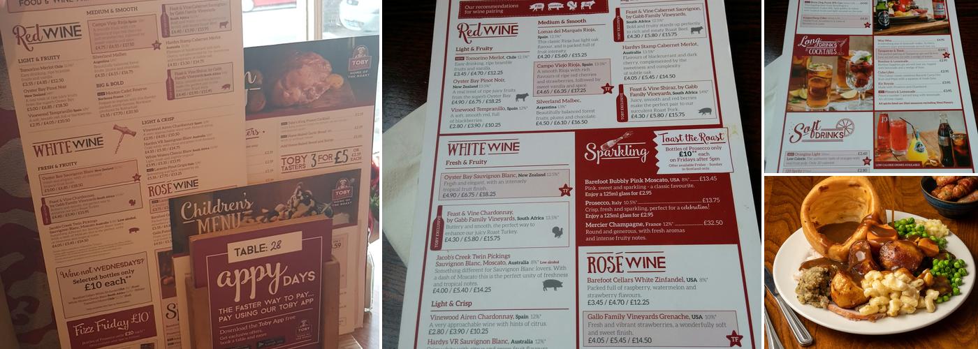 Toby Carvery Worthing Menu