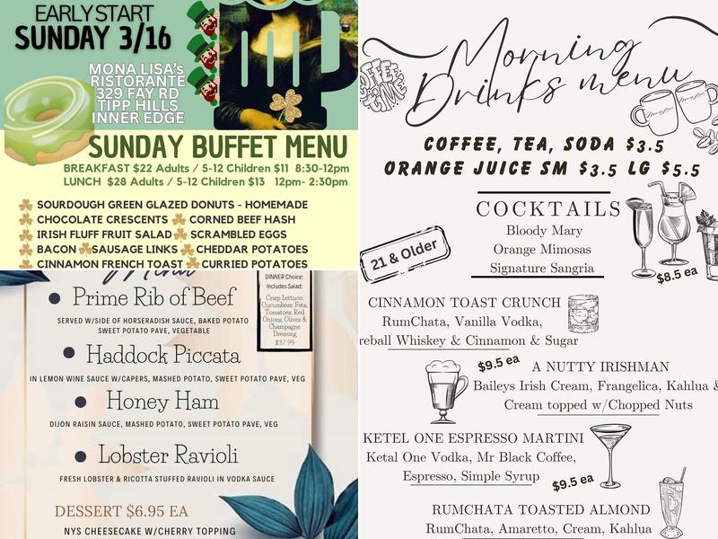 mona lisa restaurant syracuse ny Menu