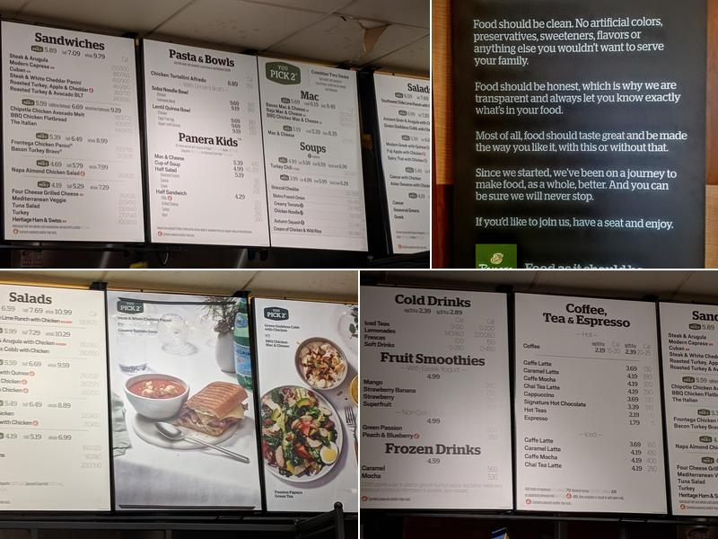 Panera Bread Menu