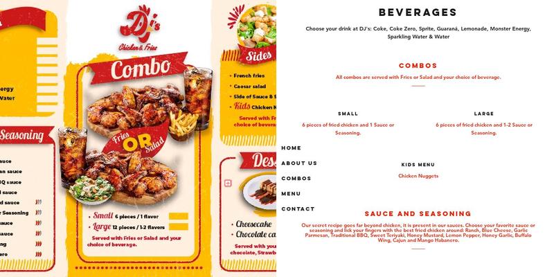 DJ's Chicken & Fries Menu