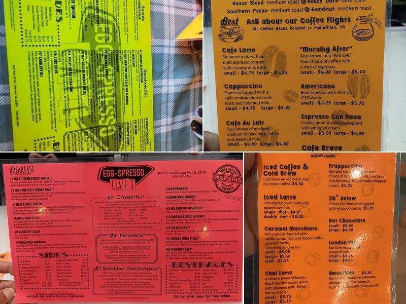 Egg-Spresso Cafe Menu