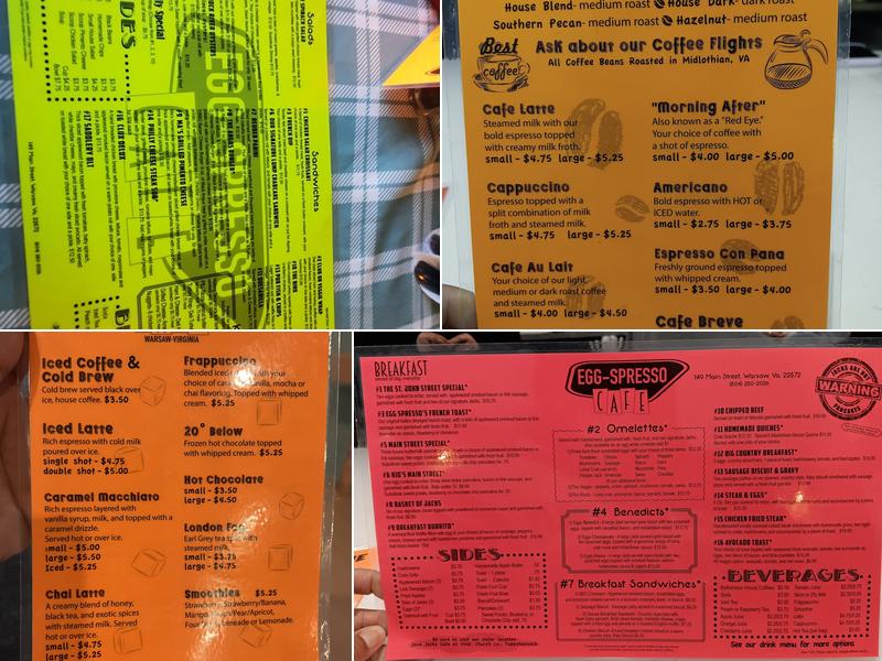 Egg-Spresso Cafe Menu
