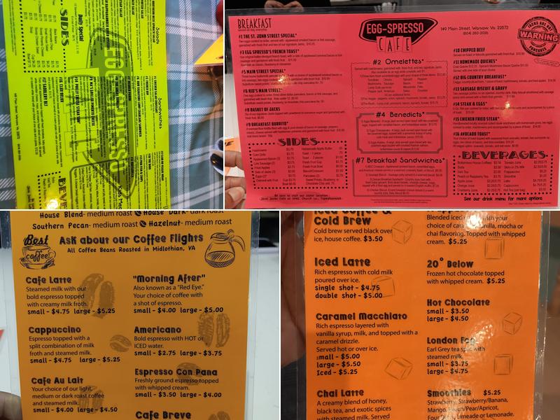 Egg-Spresso Cafe Menu