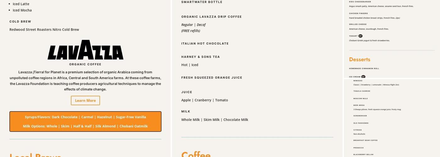 Breakfast Bear Menu