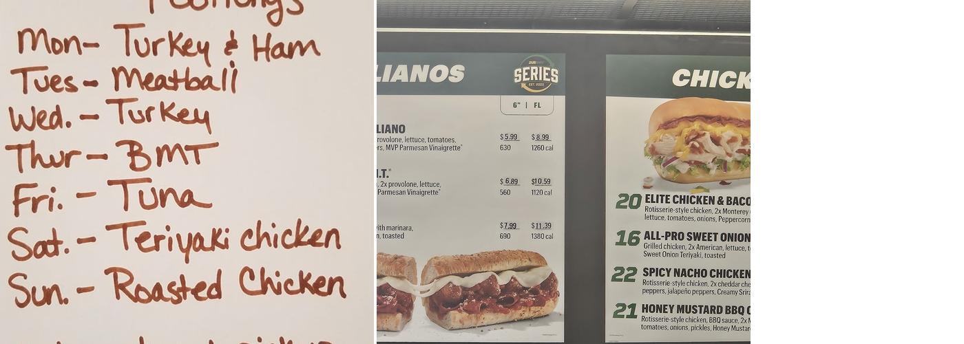 Subway Menu