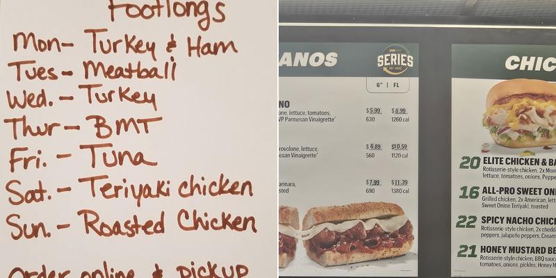 Subway Menu