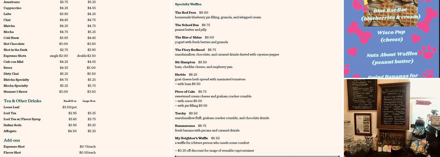 The Red Fern Cafe Menu