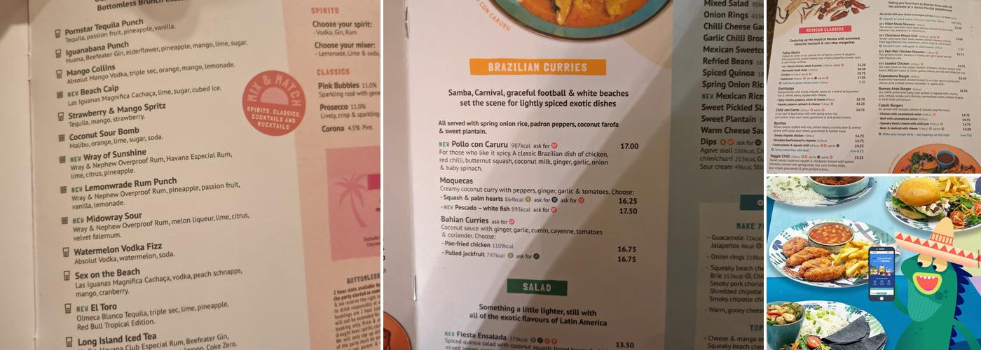 Las Iguanas - Leamington Spa Menu