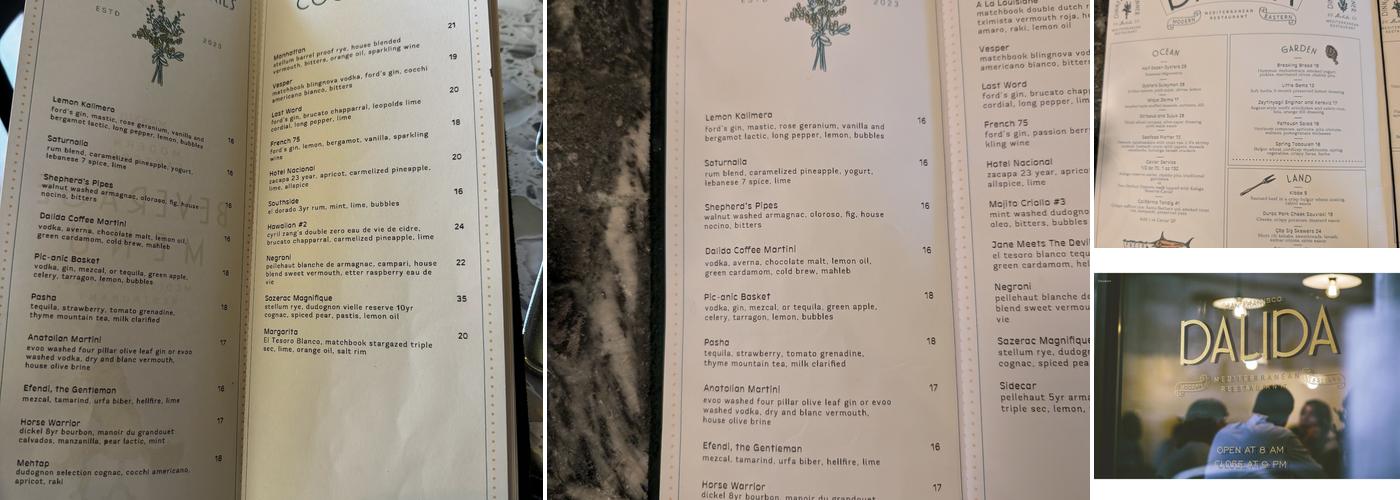 Dalida Menu
