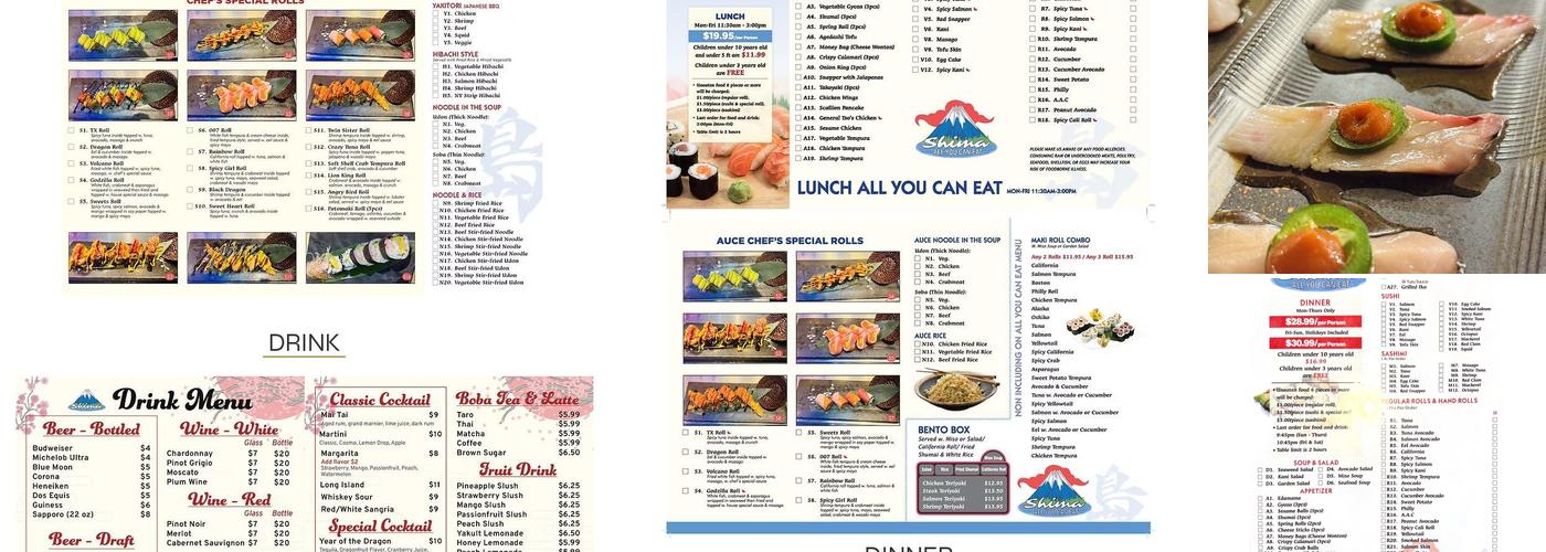 Sushi Shima Menu