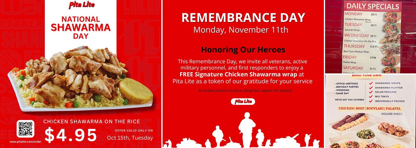 Pita lite shawarma Menu