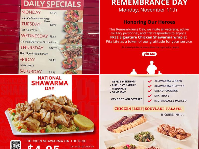 Pita lite shawarma Menu