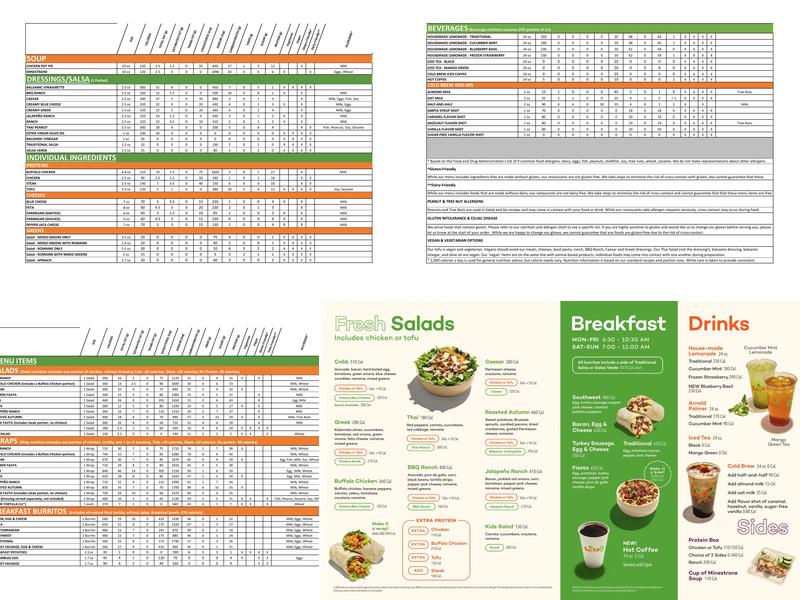 Salad and Go Menu