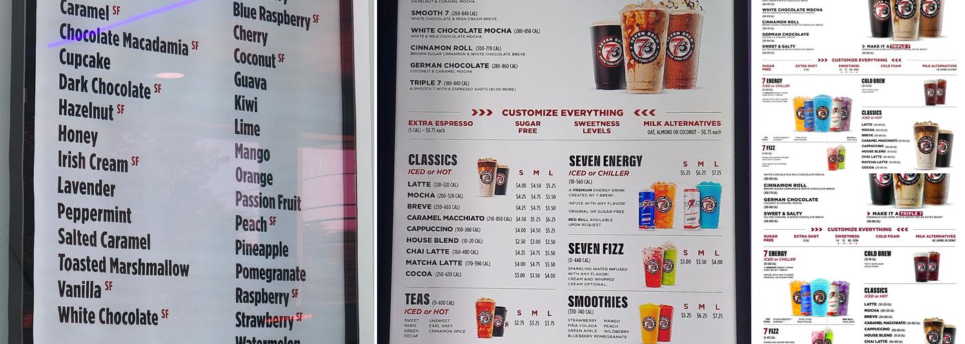 7 Brew Coffee Menu