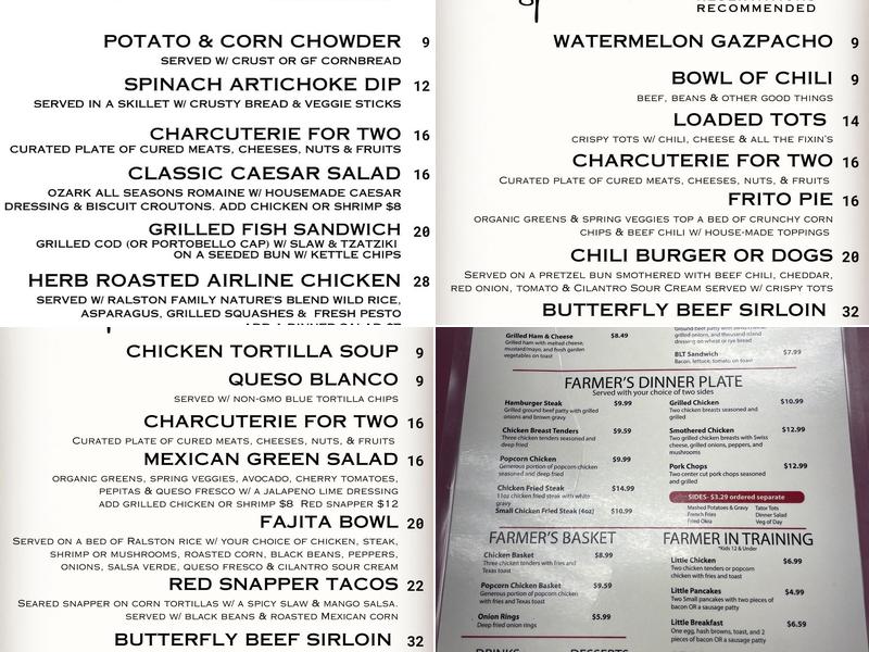 The Farmer’s Table Clarksville, AR Menu