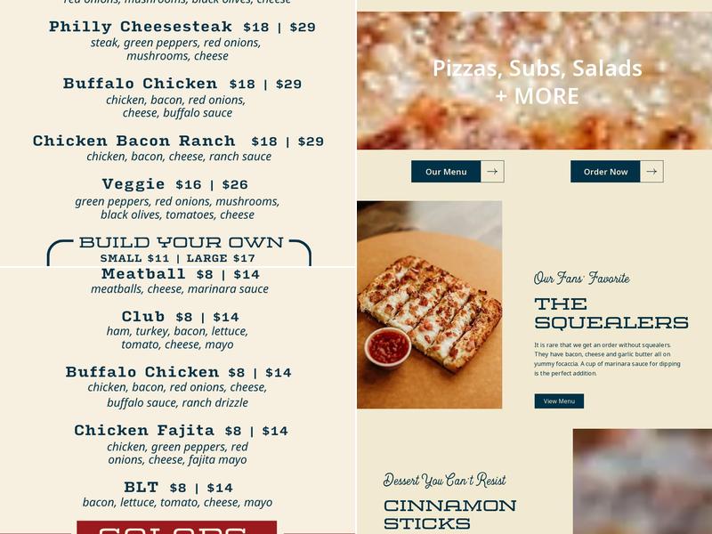 Crawford Pizza Menu