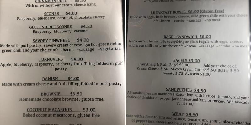 Mama Bears Bakery & Books Menu