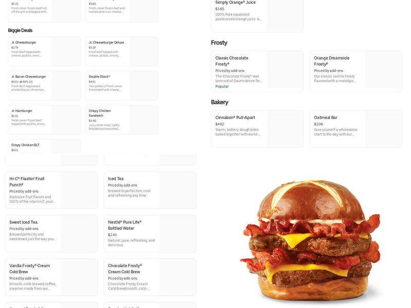 Wendy's Menu