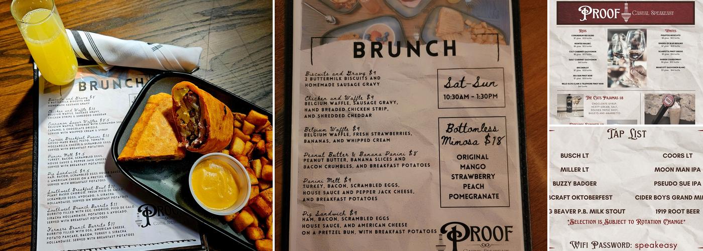 Proof Speakeasy Menu