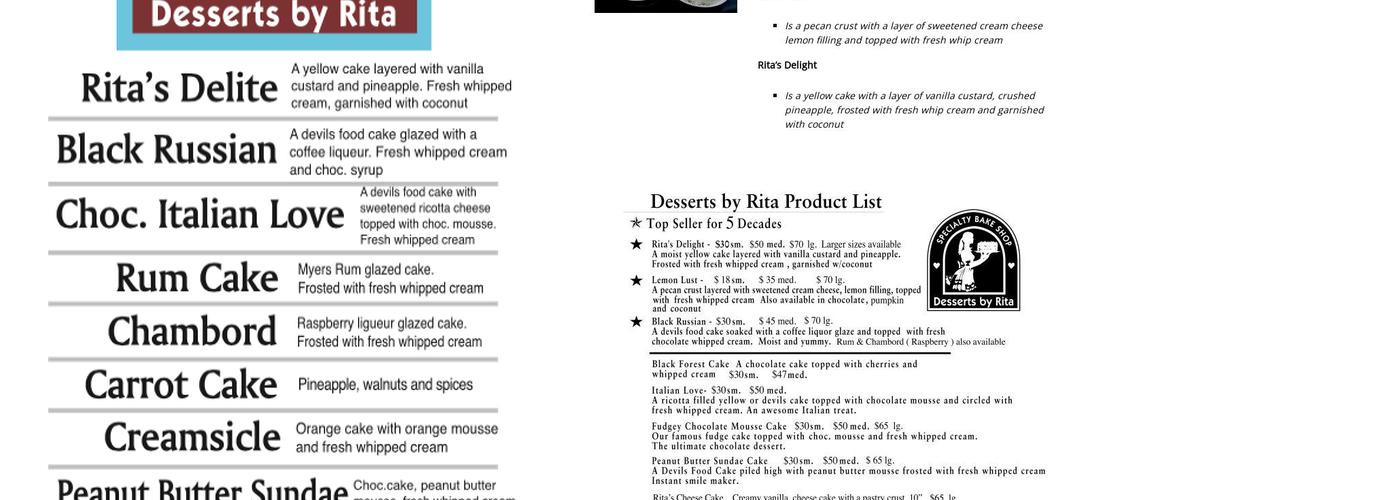 Desserts By Rita Menu