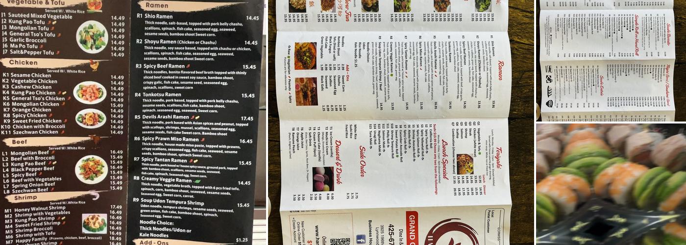 Hanari Cafe Menu