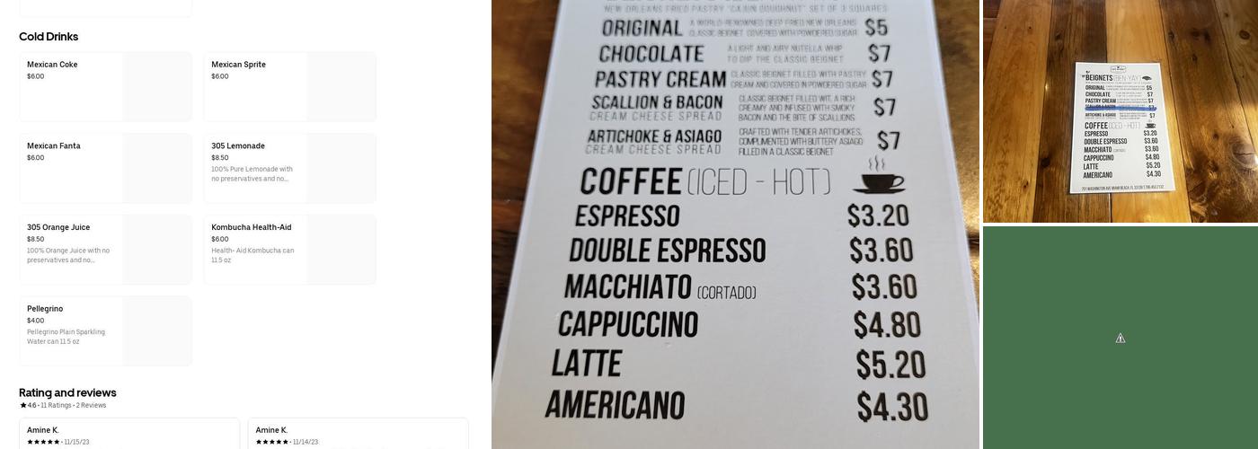Cafe Beignet Menu