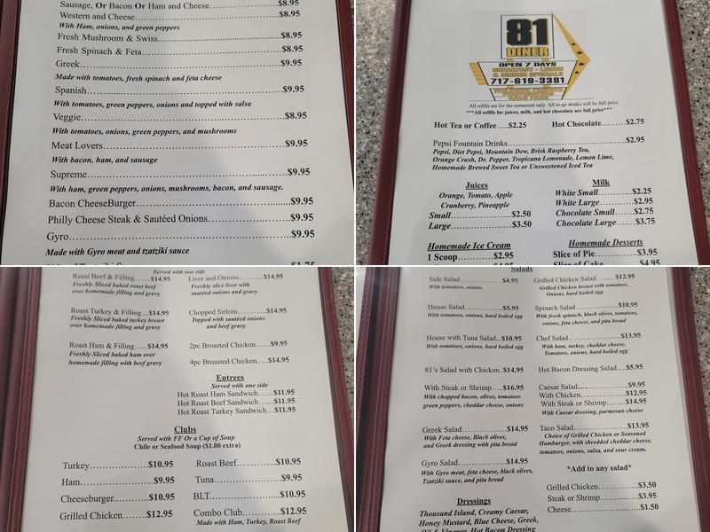 81 diner Menu