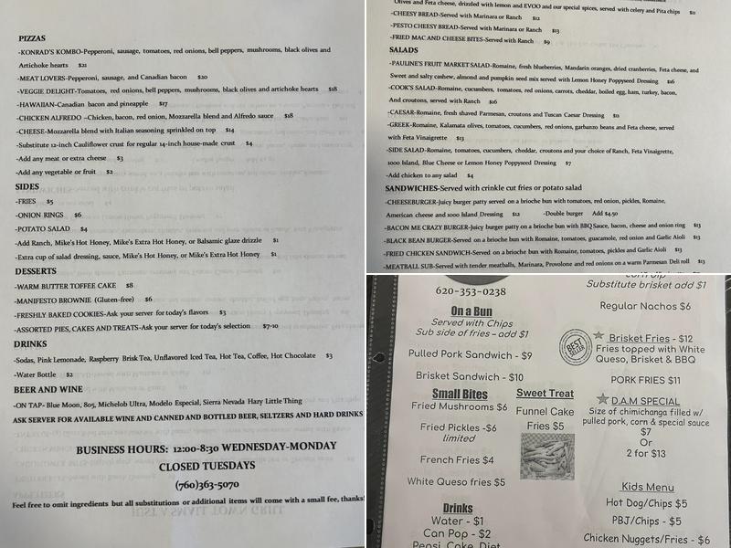 Just A Small Town Grill Menu