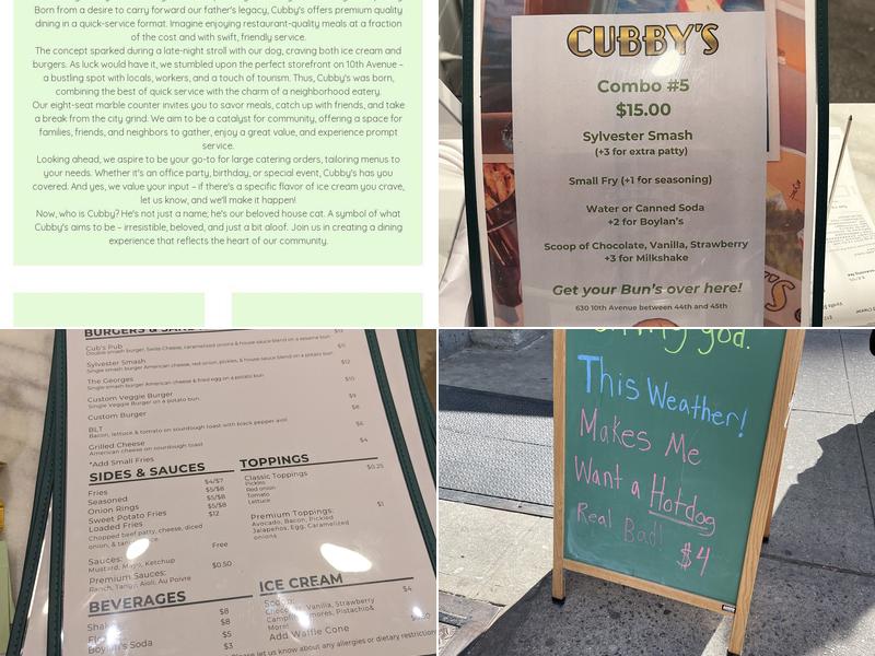 Cubby's Menu