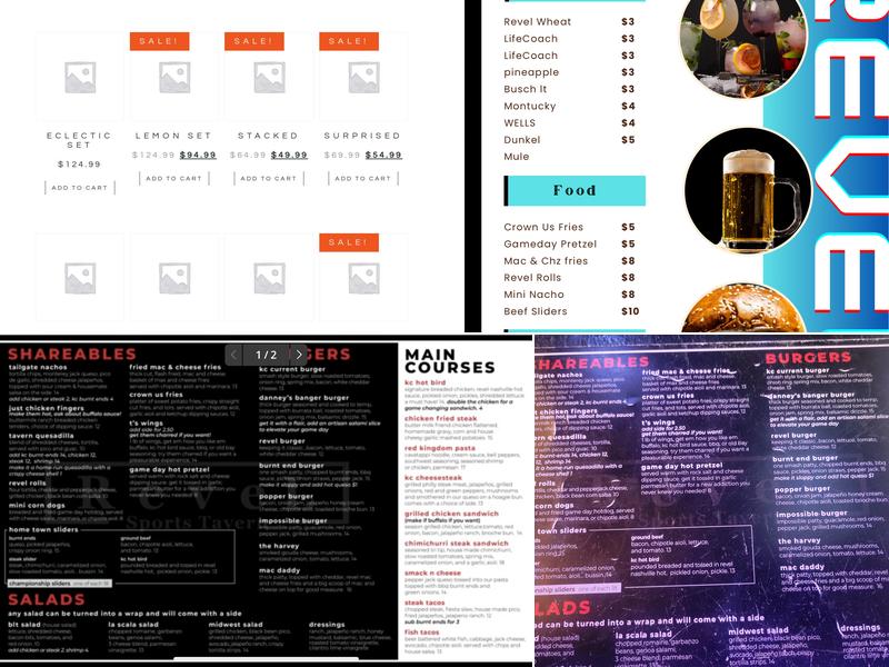 Revel Sports Tavern Menu