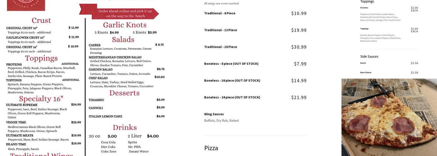 PCB Pizza & Wings Menu