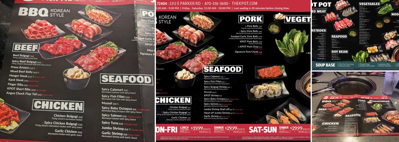 KPOT Korean BBQ & Hot Pot Menu