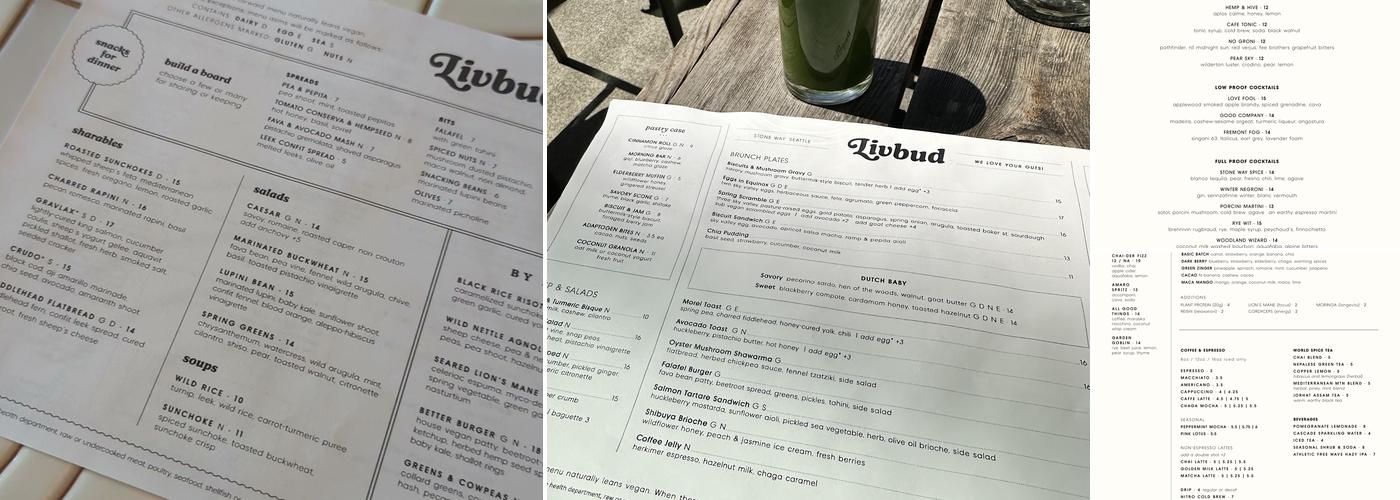Livbud Cafe Menu