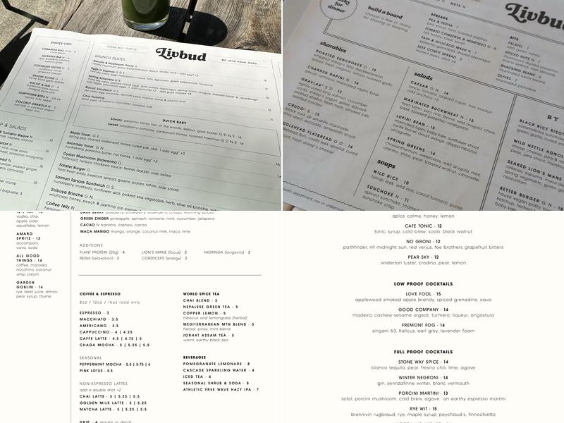 Livbud Cafe Menu