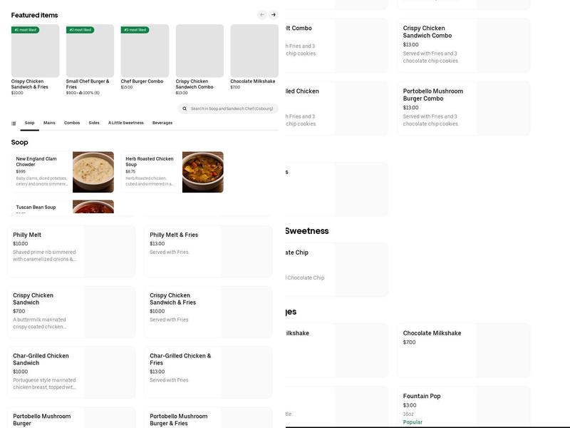 Sandwich Chef Menu