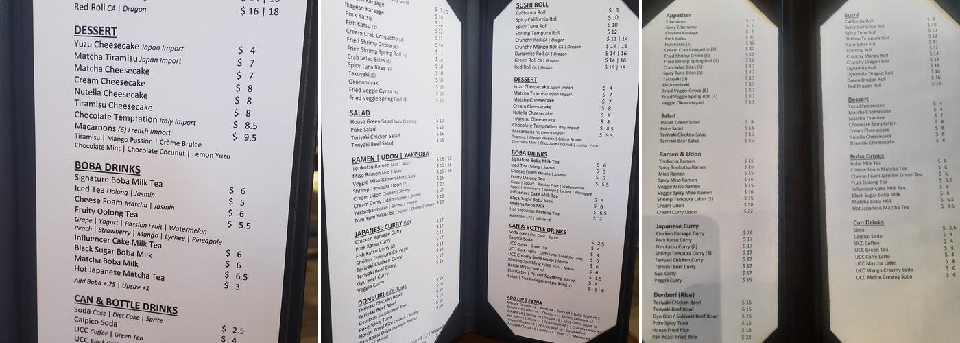 Unique Cafe Menu